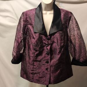 Dressbarn Woman Collection purple  button up dress jacket sheer sleeves size 16W